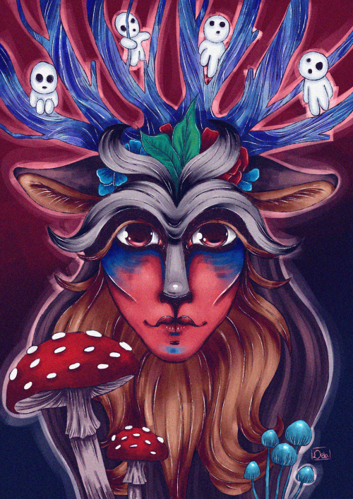 — fanart deergod de “princesa mononoke”• photoshop CC + paint tool sai + wacom bamboo pen & touc