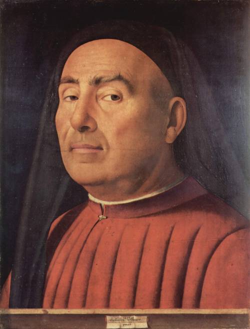 Antonello da Messina (Antonello di Giovanni de Antonio called Antonello da Messina; Messina, Sicily, c. 1430 - 1479); Ritratto d'uomo (portrait of a man) or Ritratto Trivulzio, 1476; oil on wood, 29,5 x 37,4 cm; Museo civico d'arte antica, Torino