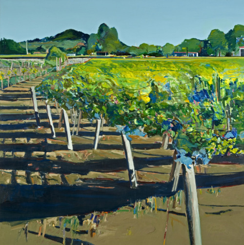 iamjapanese: Gregory Kondos（American, b.1923） Rutherford Vineyard  1989  oil on canvas  8×8 inches　via 