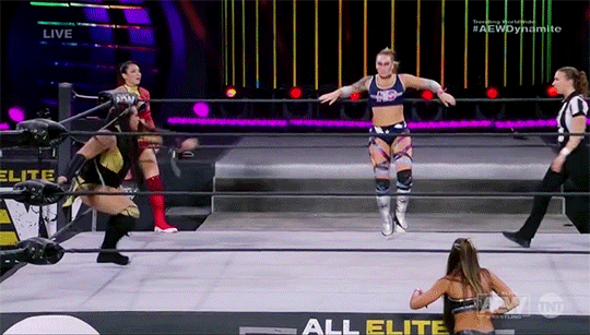 Mith's Wrestling Gifs — Nyla Rose shoulder tackles Kris Statlander into...