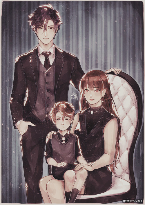 myetie:  RFA Family Portraits I’ve been receiving a lot of requests about RFA + MC’s children *v* ♥ It was so fun drawing them all – my favorite is Jumin’s son HAHA omg /// I also posted WIPs/preview pics earlier in my instagram ♥ V coming