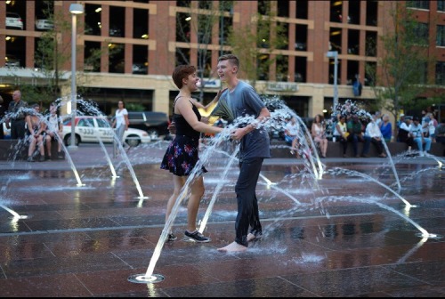 Swing dance in the fountains at Union Station in Denver, Colorado