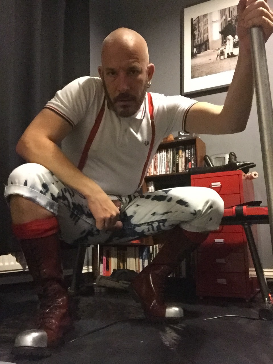 ffistthepup:  Ffist the pup showing off his new boots that his Boss bought him for