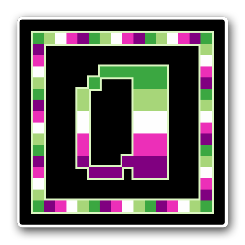  [image description: five pixel art icon sets of the lower case letters “a”, “c”, “d”, “f” and “i” s