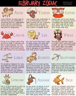 booksofadam:  Here’s your February zodiac, nerds!
