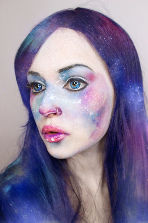 Galaxy makeup inspired by @qinni‘s beautiful gouache painting.