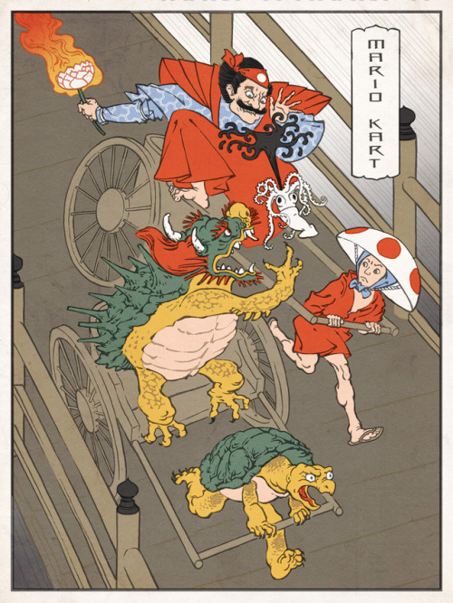 retrogamingblog: Nintendo Franchises in the Ukiyo-e Style by Jed Henry  These are fantastic!!!! Blew my mind.