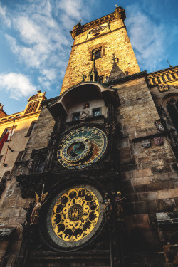 wnderlst:  The Prague astronomical clock is the oldest astronomical clock that is still working and displays information such as the relative positions of planetary objects. | Hichem Merabet   I don&rsquo;t see much clock porn.
