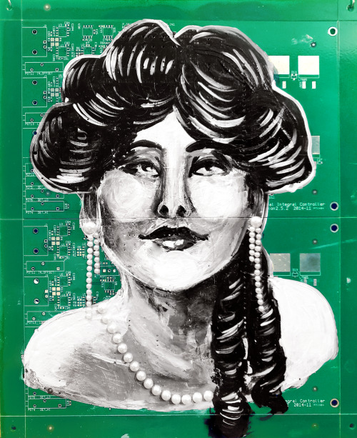 edwardian women painted on printed circuit board pt 1