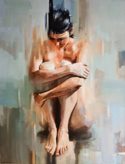 asylum-art:_Nudity_‘Nude’ By Painter Johnny MorantWorking in oil on canvas Johnny Morant focuses on the etherial qualities of recollection and experience. He created the series ‘Nude’ for which he painted portraits of women in  beautiful complementary