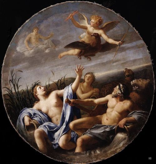 hadrian6: Cupid steals lighting from Jupiter. 1646-47. Eustache Le Sueur. French. 1616-1655. oil on 