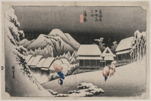 cma-japanese-art: Evening Snow at Kambara (number sixteen of the series Fifty-three Stations of the 