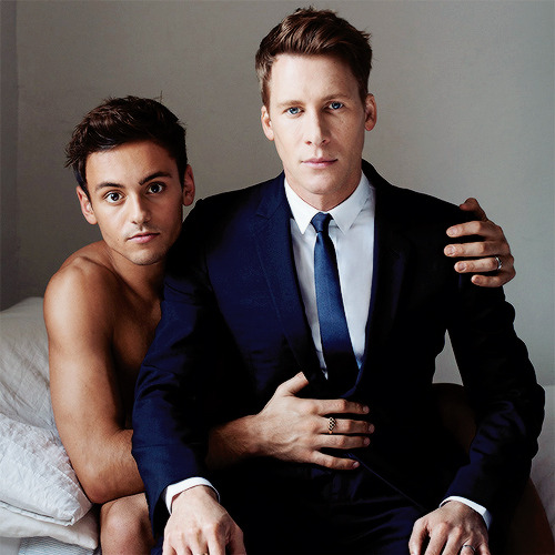 tomrdaleys:  Tom Daley and Dustin Lance Black photographed for Out Magazine by Harry Borden