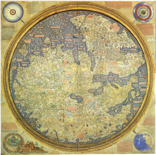 The Fra Mauro map, a medieval European map, was made around 1450 by the Venetian monk Fra Mauro. It 