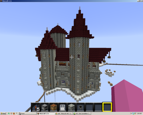 datcatwhatcameback:  A little something I’ve been building in Minecraft. I call it “Cheericloud Hall”. It’s built on some fake clouds way up above a mountain biome on our server. It’s one of the coolest things I’ve ever built in my opinion.
