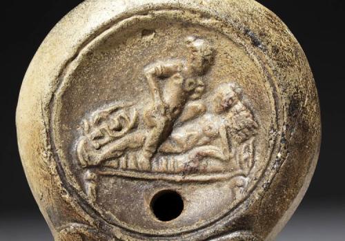 archaicwonder: Roman Sapphic Erotic Lamp, 1st Century AD Erotic themes were common on Roman pottery 