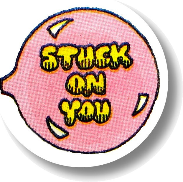 pizzzatime:  Stuck on You - scratch and sniff sticker – 1982 