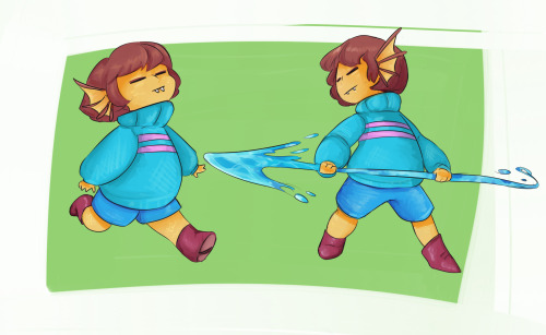 rivertimeline:  gootta draw Frisk as ALL the monsters! Edit: added skeleton Frisk