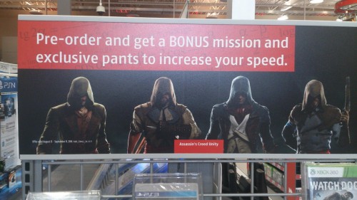 werewolf-queen:  EXCLUSIVE PANTS     tumlr.com says lack of main character diversity is the big failing in assassin’s creed. but not pre-order pants.