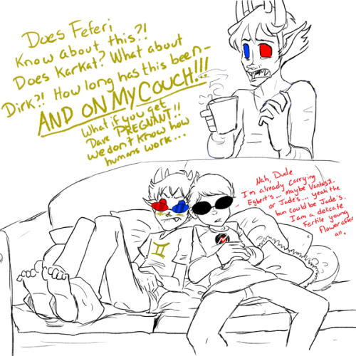 dragonnova:  querulousartisan asked: Could Sollux end up with a crush on Dave? And if so… how would Psi feel about that? dN: Any ship is possible, and I don’t think Psii would care either way.  He likes the Striders, so he’d be cool with it, but