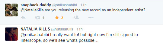 nataliakillscz:  Some of the questions and answers from yesterday’s chat with Kills