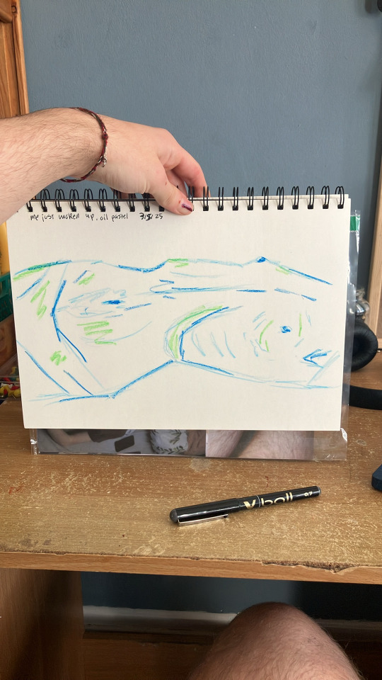 Super Quick Oil Pastel Sketch Of Me Laying Down The Other Morning 