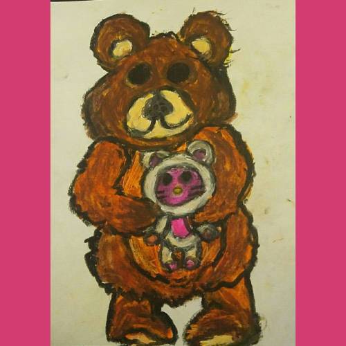 Daddy and kitty bear! Drawn for Daddy. Wuvs y'all Hugs you. #ddlg #daddy #daddydom #littlespace #li