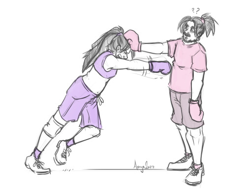 self-indulgent art of me with Grump, who is fighting in a boxing match on Saturday. Good luck, Arin!