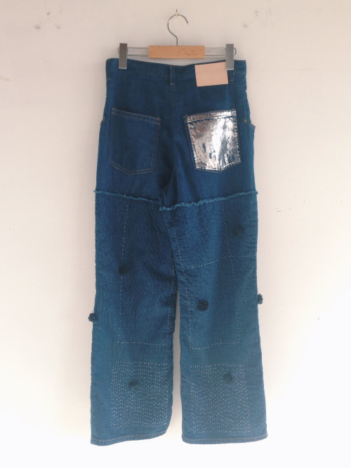 zazi 16ss “新しい気持ち”sashiko denim pants “bonbon”/navy