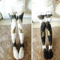 shokyo:  Cat Patterns Tights | .00  Them