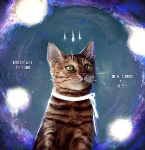 denatonia:azraelion:Our lord and savior Frumpkin is here[ID: A photorealistic digital painting of Fr