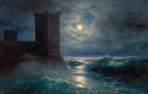 womblegrinch:Ivan Konstantinovich Aivazovsky (1817-1900) - Genoese towers in the Black SeaOil on can
