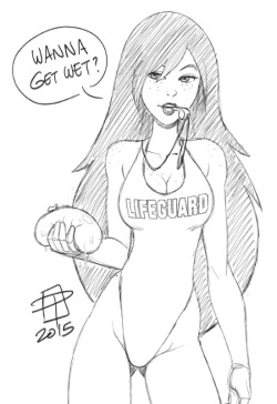 callmepo:  Still alive and kicking.Just getting over a stomach bug I may have gotten over the weekend.Random sketch of lifeguard Wendy.
