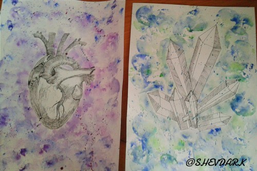 Porn Pics darya-sheva:  Watercolor heart, crystals