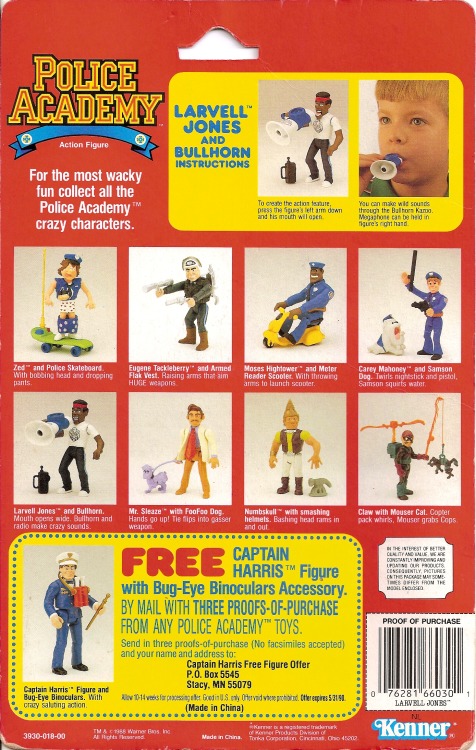 Police Academy action figures cards.