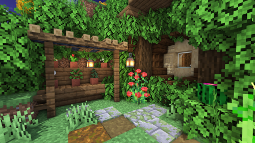 jupitess:minecraft | hobbit hole garden