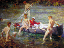 100artistsbook:  &ldquo;Ruby Gold and Malachite&quot; Painting by Henry Scott Tuke. He is featured in edition 17 of The Art of Man as well as 6 contemporary artists of the male figure. www.theartofman.net   