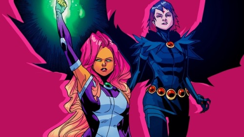 Starfire and Raven in Teen Titans #4 by Mark Morales and Khoi Pham