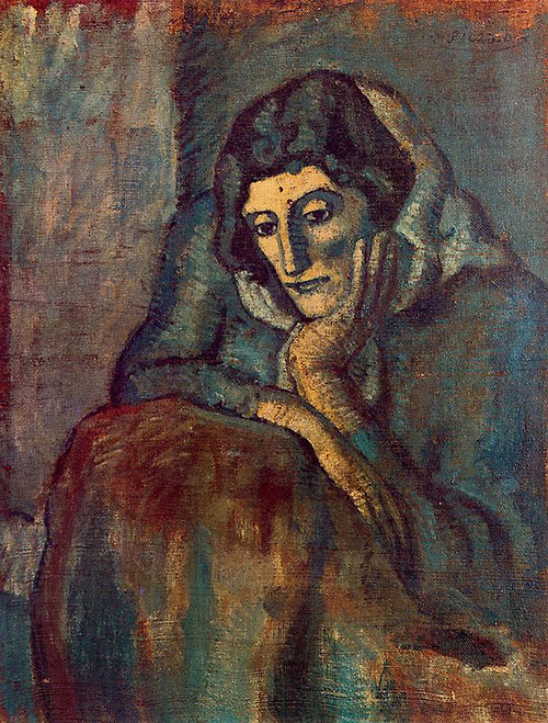 paintmedownsir:  Woman in Blue, 1902 Pablo Picasso 