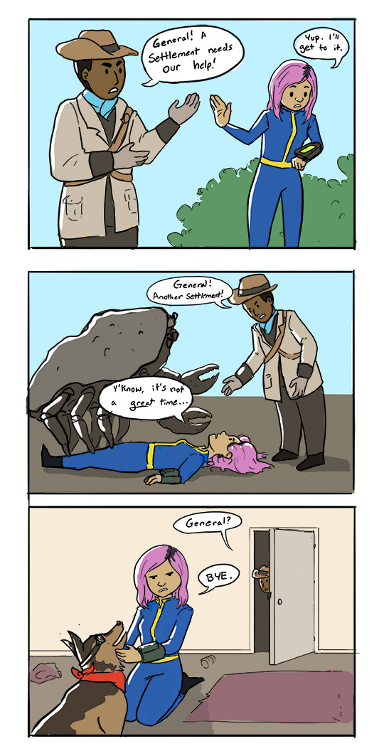 sharkbucks:  I love you preston but I swear to god if you send me to another settlement… anyway,