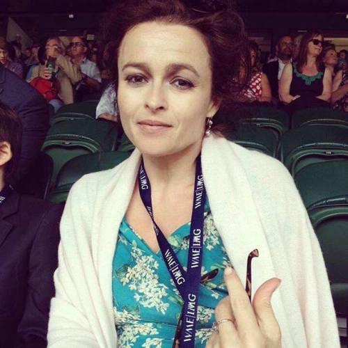 Helena Bonham Carter at the Wimbledon final between Roger Federer and Novak Djokovic in London on 12