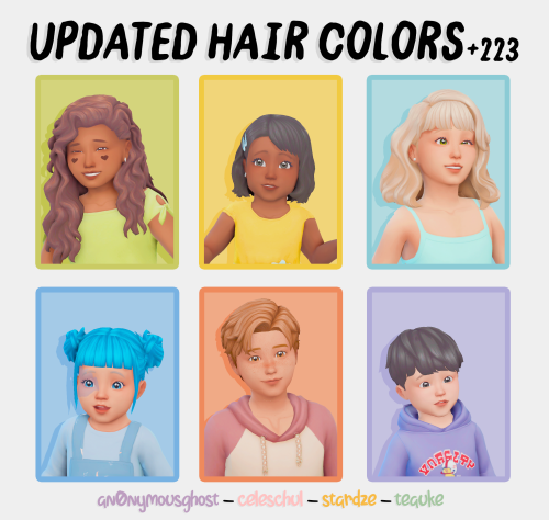an0nymousghost:updated hair swatches (works with genetics - 6/22/21)by an0nymousghost / celeschul / 