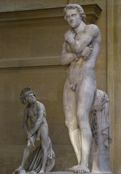 hadrian6:  Spartacus. 1830. Denis Foyatier. French 1793-1863. marble.  (foreground) Philopoemen. 1837. Pierre Jean David D’Angers. French 1788-1856. marble. Louvre.      http;//hadrian6.tumblr.com