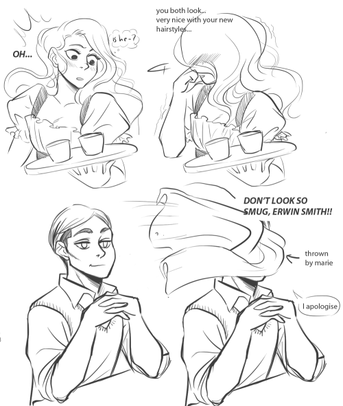 drinkyourfuckingmilk:  here is the first part of the erwin/marie/nile headcanons *downs a fifth of vodka* 