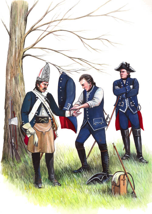 Pioneer, grenadier company, Garrison Regiment von Wissenbach, along with a regimental surgeon overse