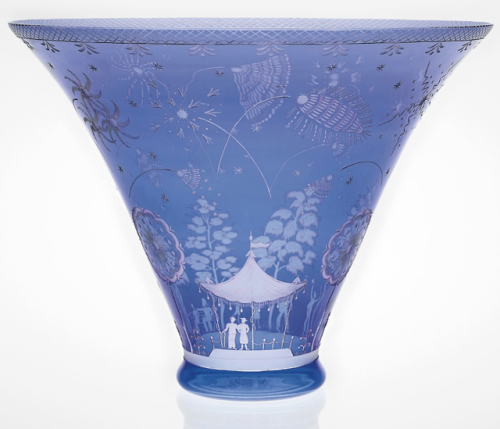 Edward Hald&lsquo;Fyrverkeriskålen&rsquo; (Fireworks) vase, model no. 248Engraved overlay coloured g