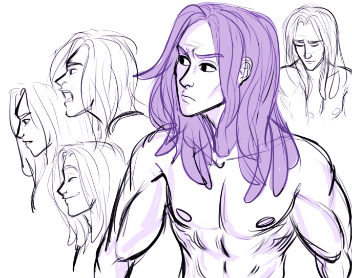 two comletely unrelated doodles of DUDE characters (jack frost, tarzan) cause im