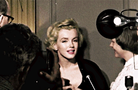 silvertechnicolor:MARILYN MONROE in colour - at a press conference, June 1956