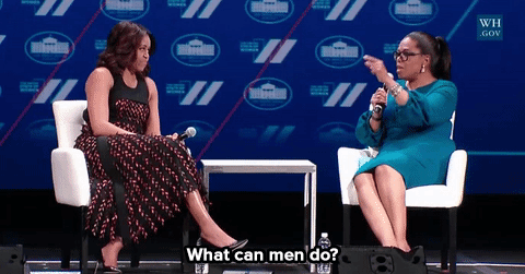 wilwheaton:micdotcom:On Tuesday, at the United State of Women Summit in Washington D.C., first lady Michelle Obama sat down with Oprah Winfrey for a wide ranging chat. When the topic turned to what men can do for equality, Obama had two repeating words,