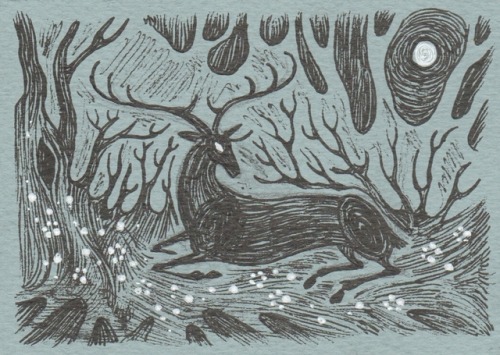 ACEO on blue paper.